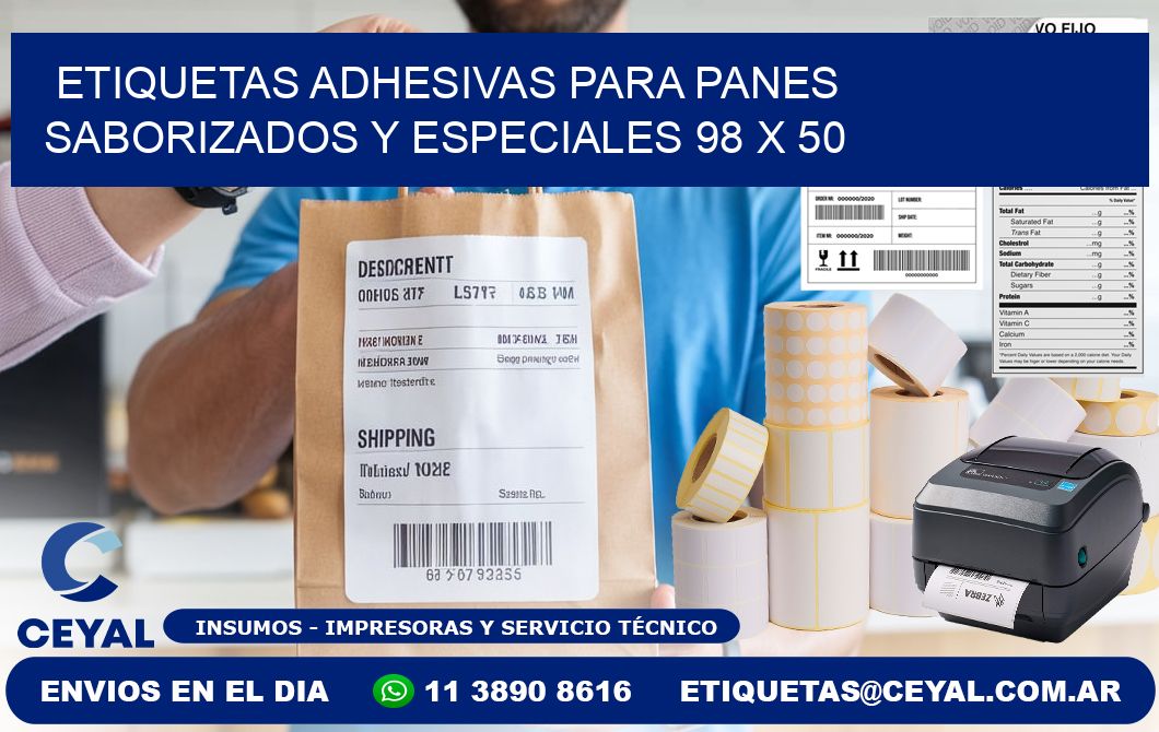 Etiquetas adhesivas para panes saborizados y especiales 98 x 50