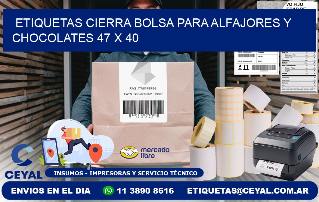 Etiquetas cierra bolsa para alfajores y chocolates 47 x 40