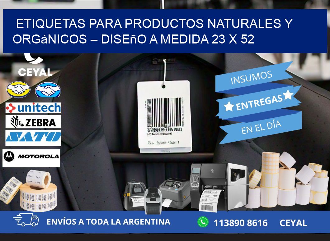 Etiquetas para Productos Naturales y Orgánicos – Diseño a Medida 23 x 52