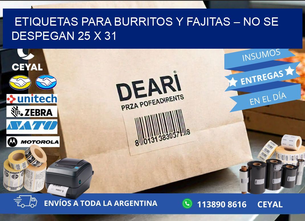 Etiquetas para burritos y fajitas – No se despegan 25 x 31