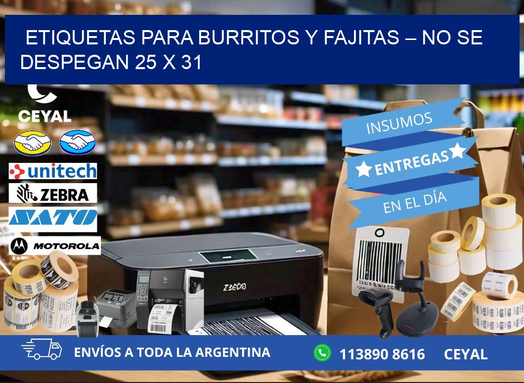 Etiquetas para burritos y fajitas – No se despegan 25 x 31