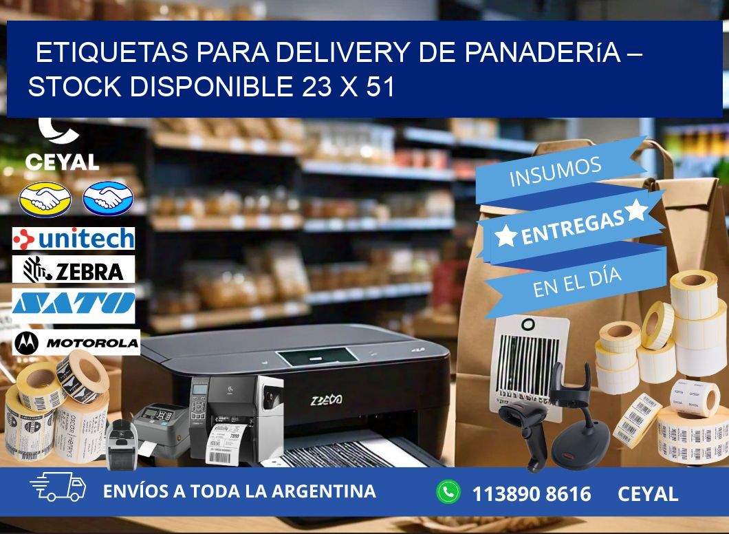 Etiquetas para delivery de panadería – Stock disponible 23 x 51