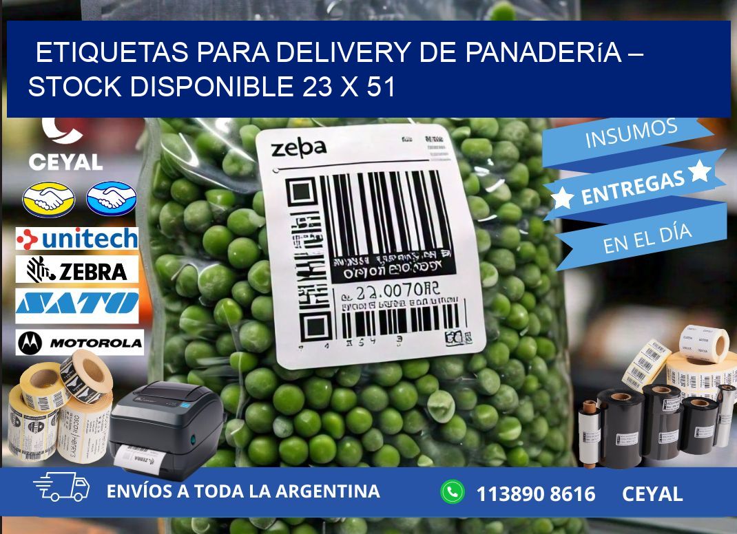 Etiquetas para delivery de panadería – Stock disponible 23 x 51