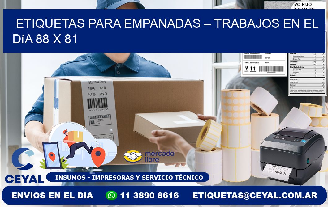 Etiquetas para empanadas – Trabajos en el día 88 x 81