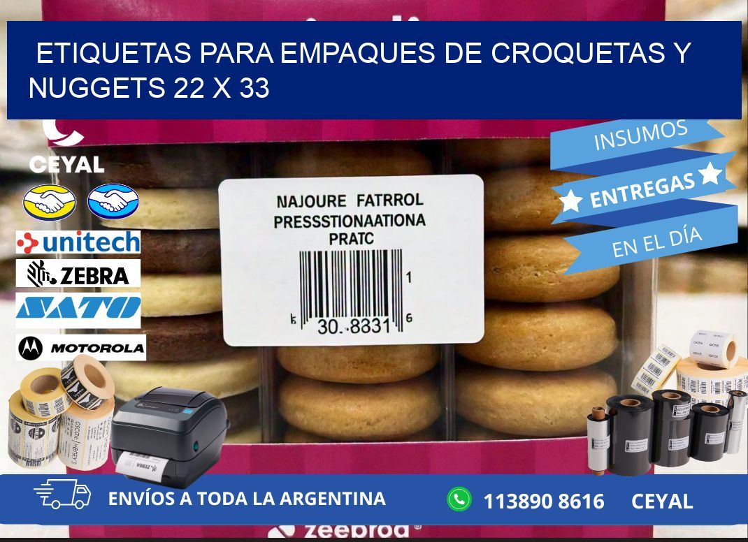Etiquetas para empaques de croquetas y nuggets 22 x 33