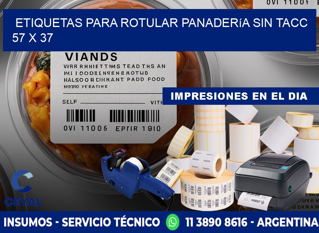 Etiquetas para rotular panadería sin TACC 57 x 37