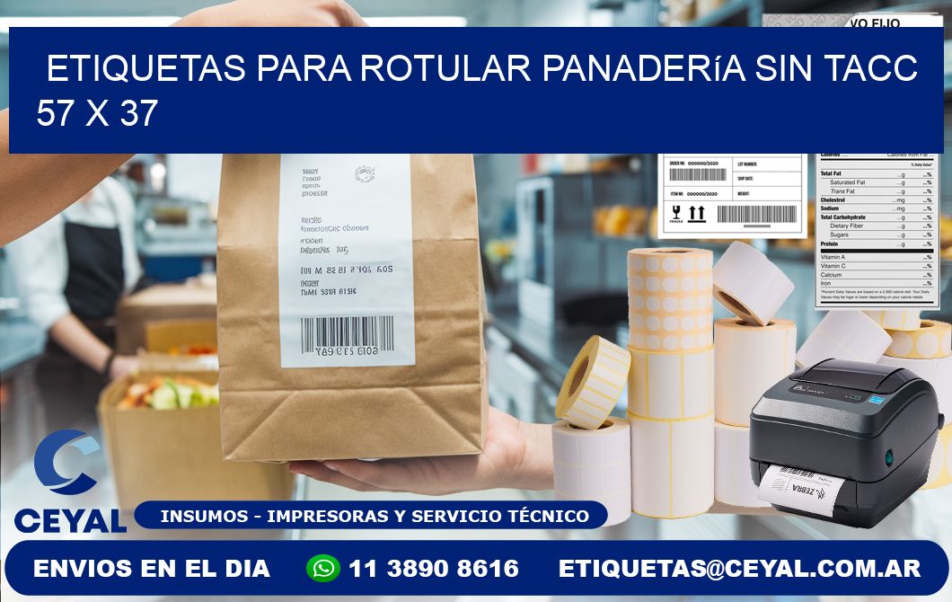 Etiquetas para rotular panadería sin TACC 57 x 37