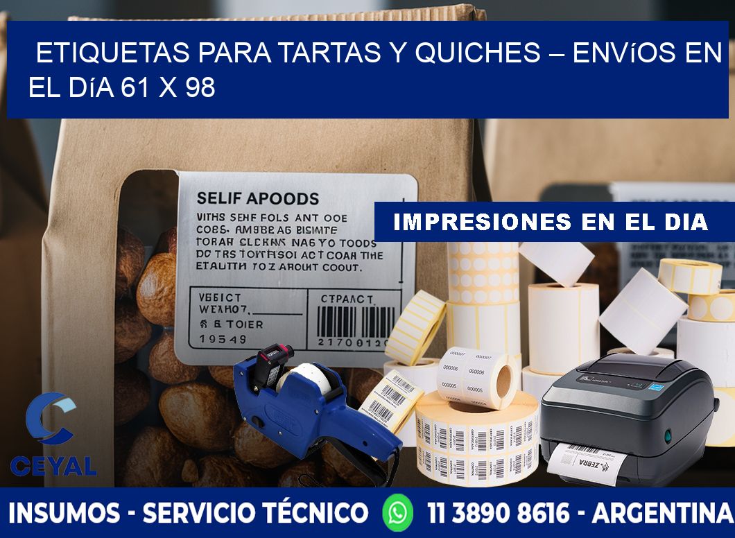 Etiquetas para tartas y quiches – Envíos en el día 61 x 98