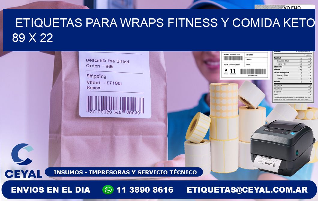 Etiquetas para wraps fitness y comida keto 89 x 22