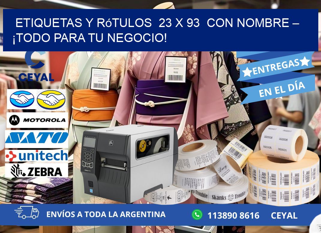 Etiquetas y Rótulos  23 x 93  con Nombre – ¡Todo para tu Negocio!