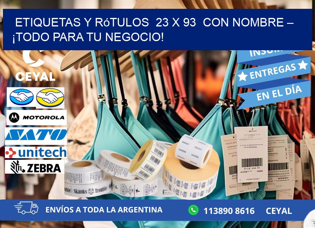 Etiquetas y Rótulos  23 x 93  con Nombre – ¡Todo para tu Negocio!