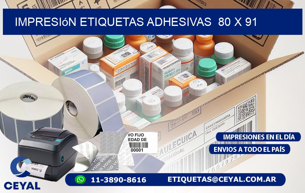 Impresión Etiquetas adhesivas  80 x 91