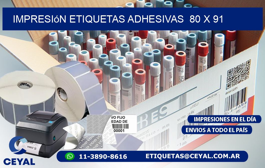Impresión Etiquetas adhesivas  80 x 91