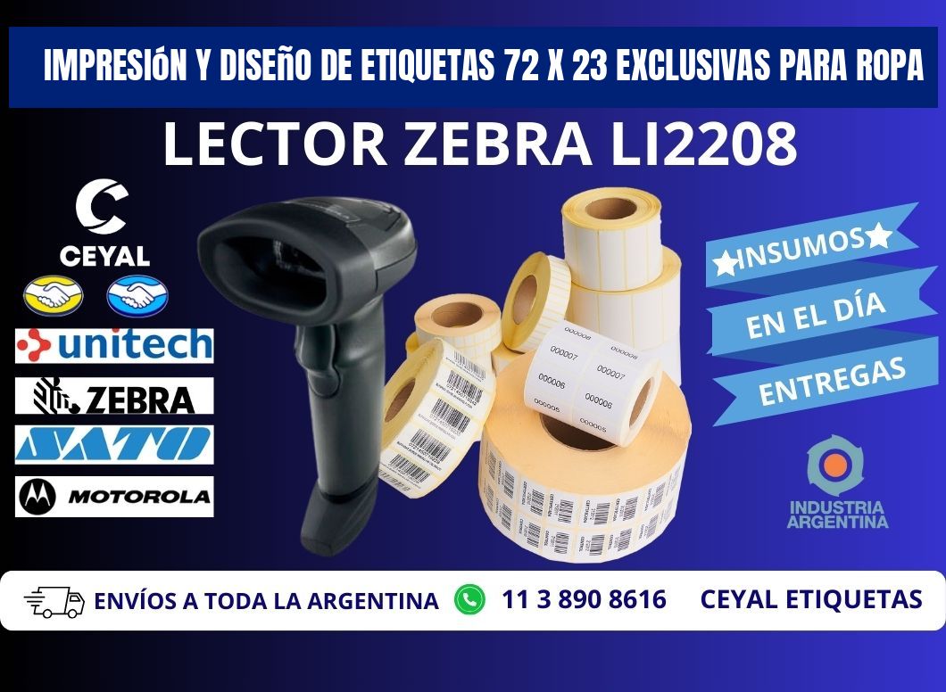 Impresión y Diseño de Etiquetas 72 x 23 Exclusivas para Ropa