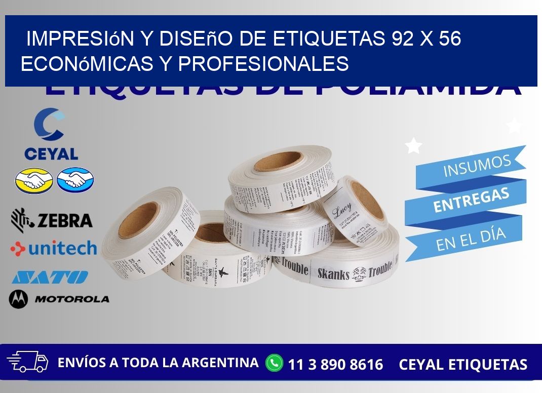 Impresión y Diseño de Etiquetas 92 x 56 Económicas y Profesionales
