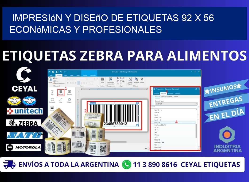 Impresión y Diseño de Etiquetas 92 x 56 Económicas y Profesionales