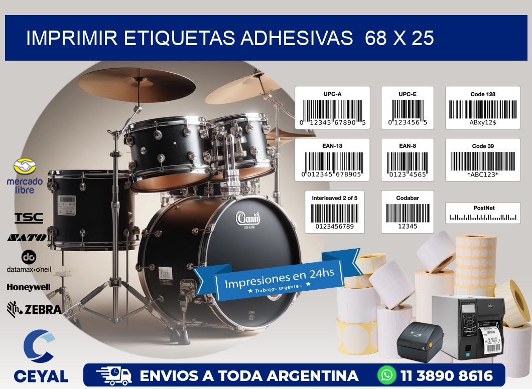 Imprimir Etiquetas adhesivas  68 x 25