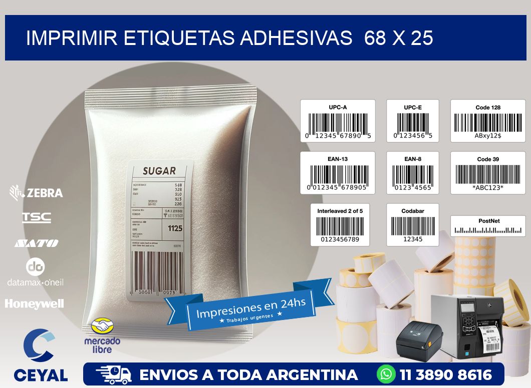 Imprimir Etiquetas adhesivas  68 x 25