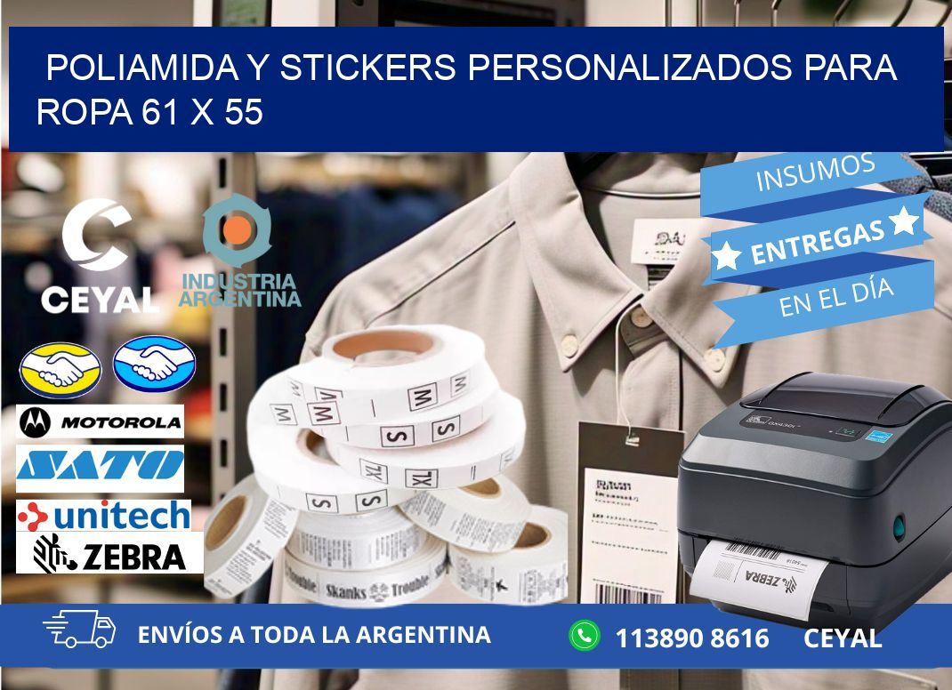 POLIAMIDA Y STICKERS PERSONALIZADOS PARA ROPA 61 x 55