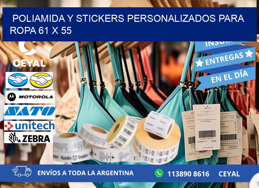 POLIAMIDA Y STICKERS PERSONALIZADOS PARA ROPA 61 x 55