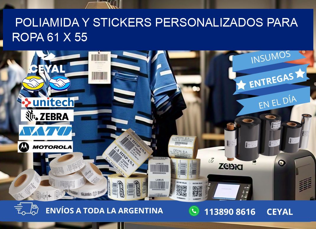 POLIAMIDA Y STICKERS PERSONALIZADOS PARA ROPA 61 x 55