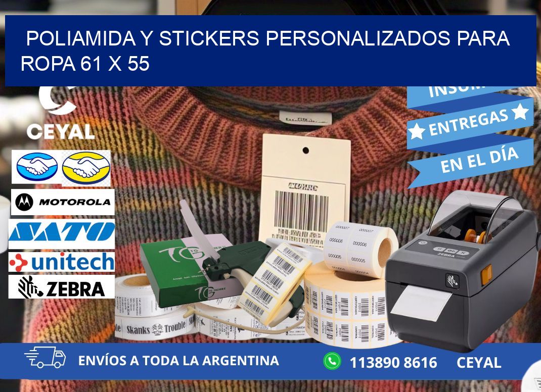 POLIAMIDA Y STICKERS PERSONALIZADOS PARA ROPA 61 x 55