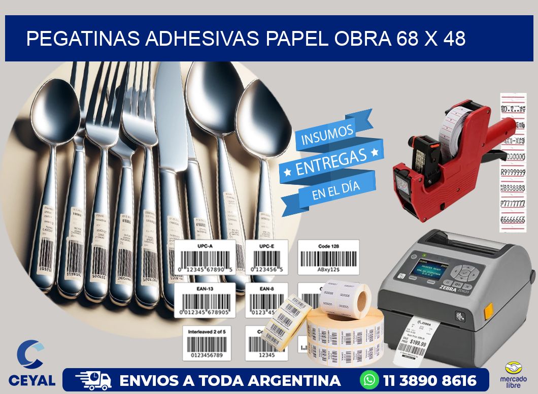 Pegatinas Adhesivas papel Obra 68 x 48