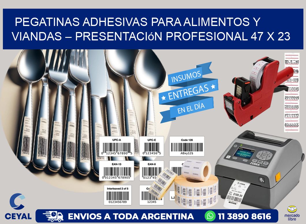 Pegatinas Adhesivas para Alimentos y Viandas – Presentación Profesional 47 x 23