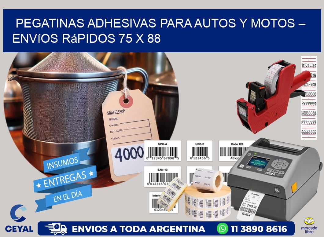 Pegatinas Adhesivas para Autos y Motos – Envíos Rápidos 75 x 88