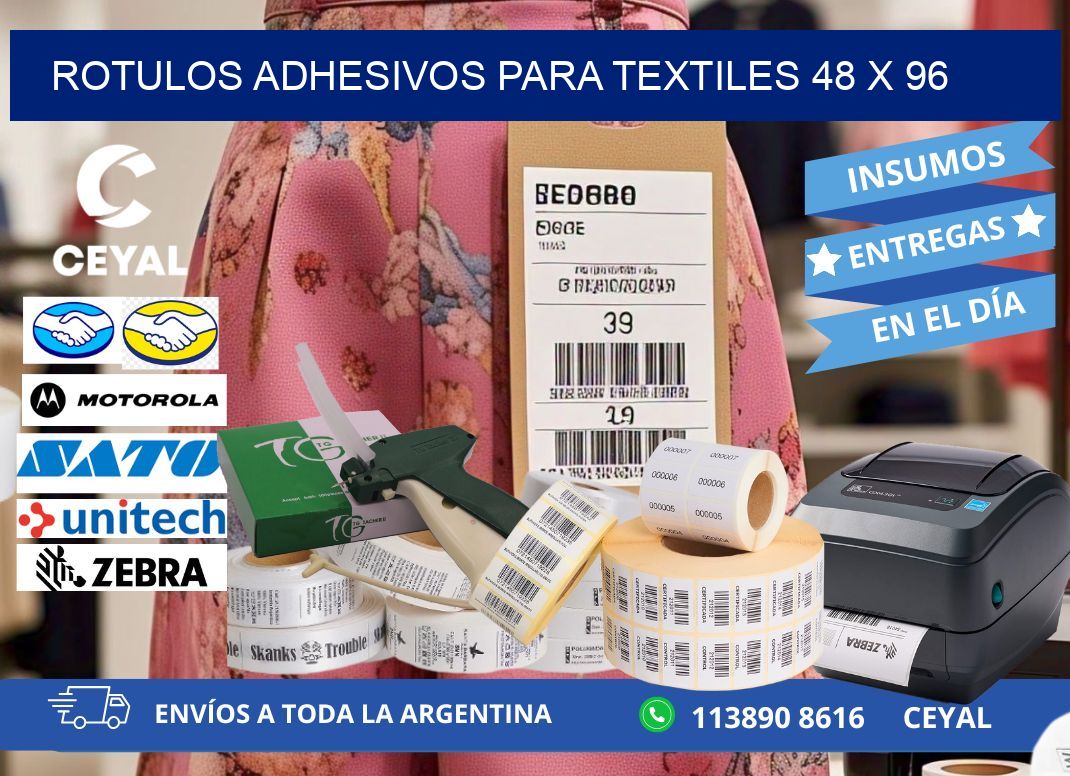 ROTULOS ADHESIVOS PARA TEXTILES 48 x 96