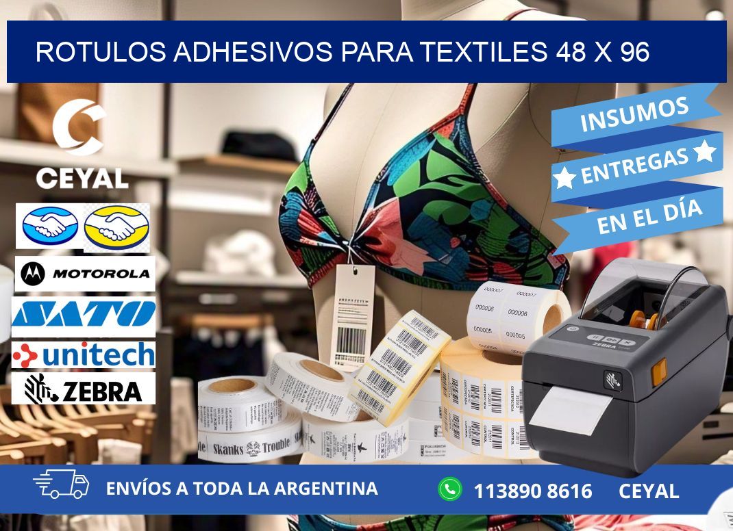 ROTULOS ADHESIVOS PARA TEXTILES 48 x 96