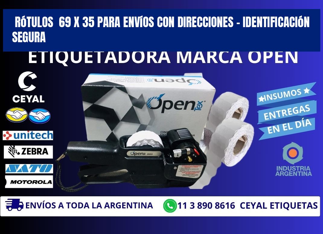 Rótulos  69 x 35 para Envíos con Direcciones – Identificación Segura
