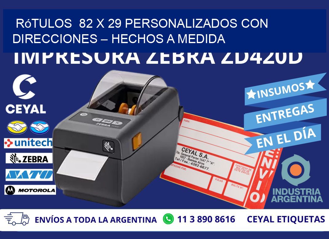 Rótulos  82 x 29 Personalizados con Direcciones – Hechos a Medida