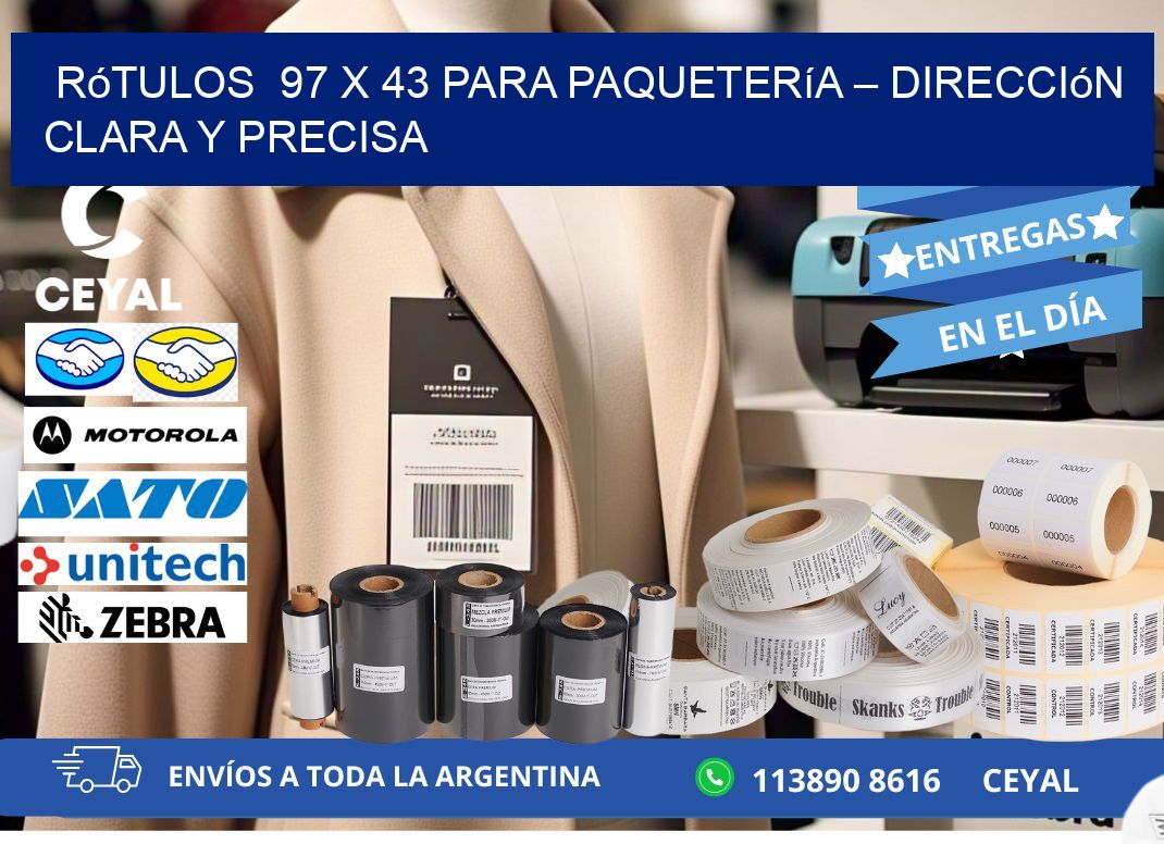 Rótulos  97 x 43 para Paquetería – Dirección Clara y Precisa