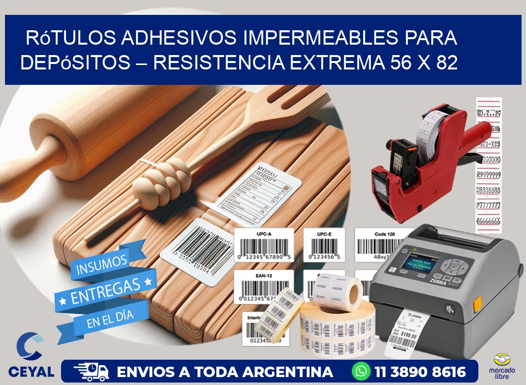 Rótulos Adhesivos Impermeables para Depósitos – Resistencia Extrema 56 x 82