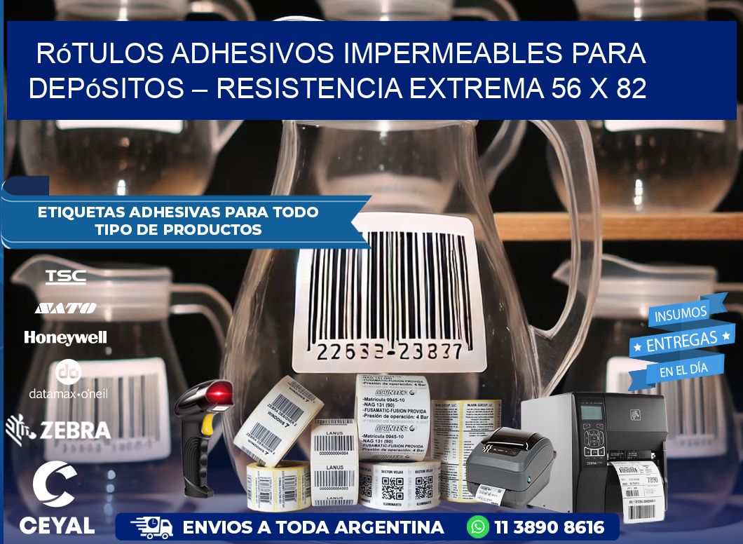 Rótulos Adhesivos Impermeables para Depósitos – Resistencia Extrema 56 x 82