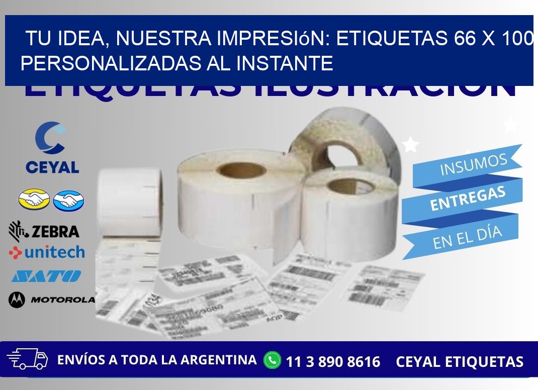 Tu Idea, Nuestra Impresión: Etiquetas 66 x 100 Personalizadas al Instante