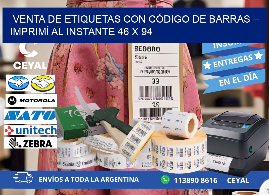 VENTA DE ETIQUETAS CON CÓDIGO DE BARRAS – IMPRIMÍ AL INSTANTE 46 x 94