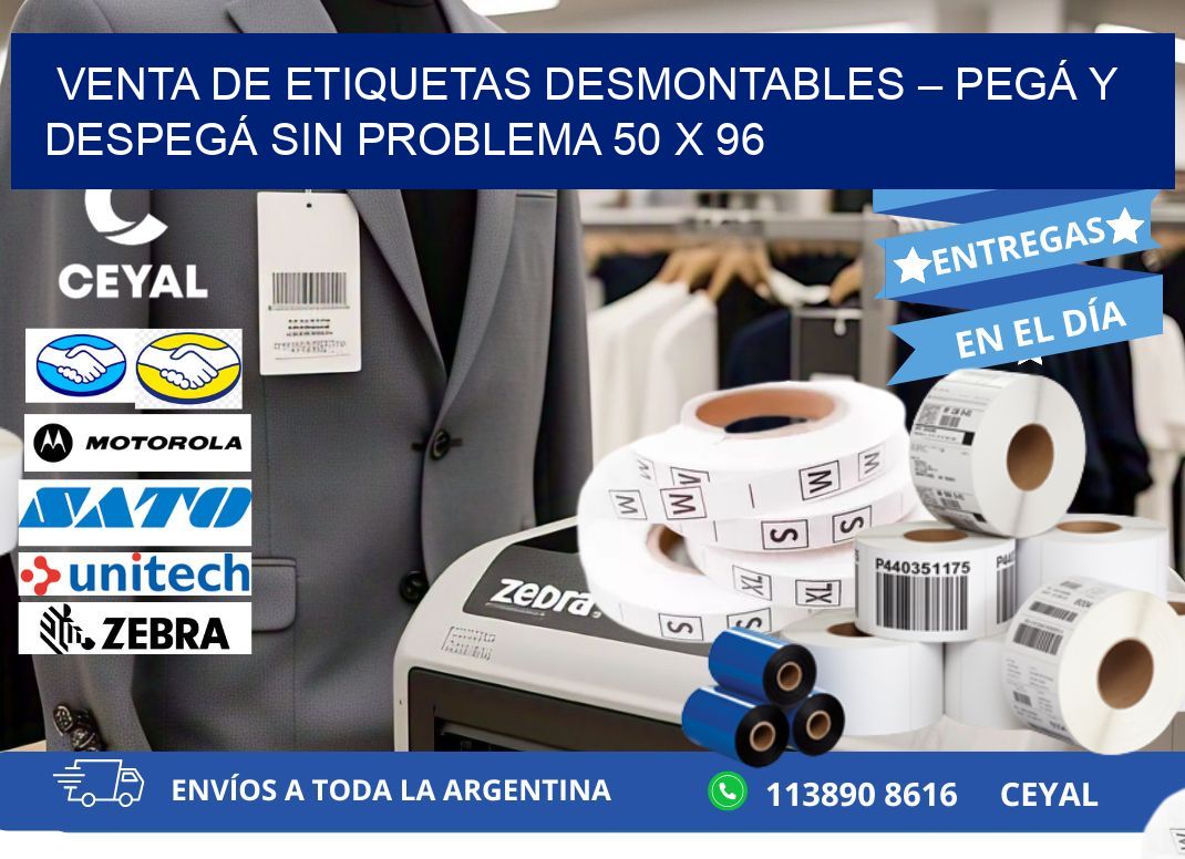 VENTA DE ETIQUETAS DESMONTABLES – PEGÁ Y DESPEGÁ SIN PROBLEMA 50 x 96