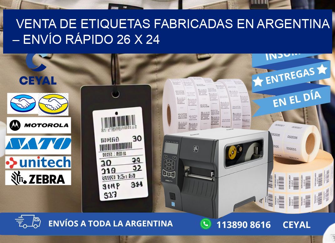 VENTA DE ETIQUETAS FABRICADAS EN ARGENTINA – ENVÍO RÁPIDO 26 x 24