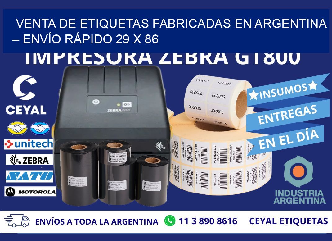 VENTA DE ETIQUETAS FABRICADAS EN ARGENTINA – ENVÍO RÁPIDO 29 x 86