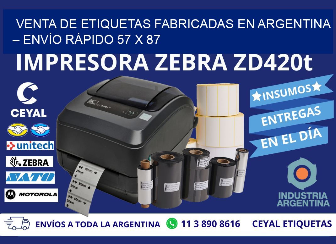VENTA DE ETIQUETAS FABRICADAS EN ARGENTINA – ENVÍO RÁPIDO 57 x 87