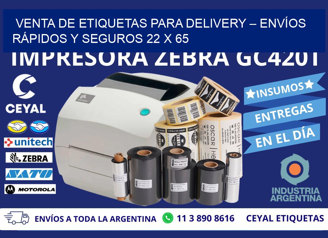 VENTA DE ETIQUETAS PARA DELIVERY – ENVÍOS RÁPIDOS Y SEGUROS 22 x 65