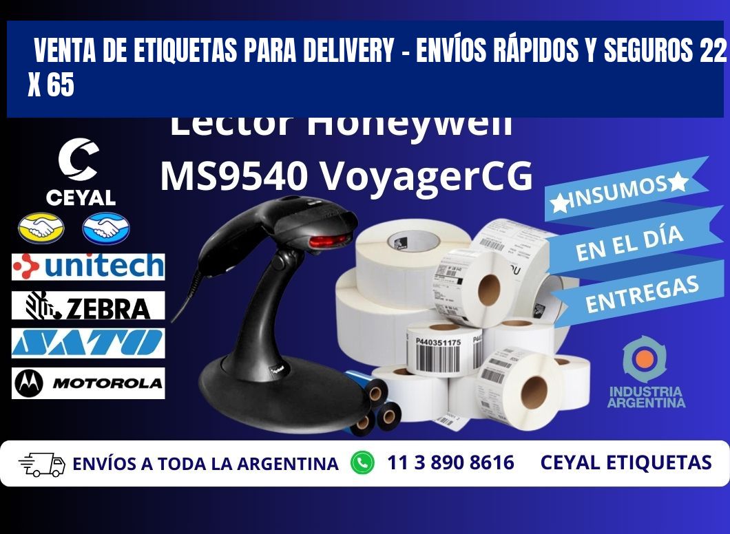 VENTA DE ETIQUETAS PARA DELIVERY – ENVÍOS RÁPIDOS Y SEGUROS 22 x 65