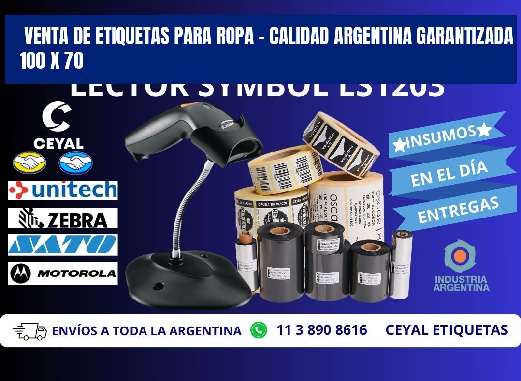 VENTA DE ETIQUETAS PARA ROPA – CALIDAD ARGENTINA GARANTIZADA 100 x 70
