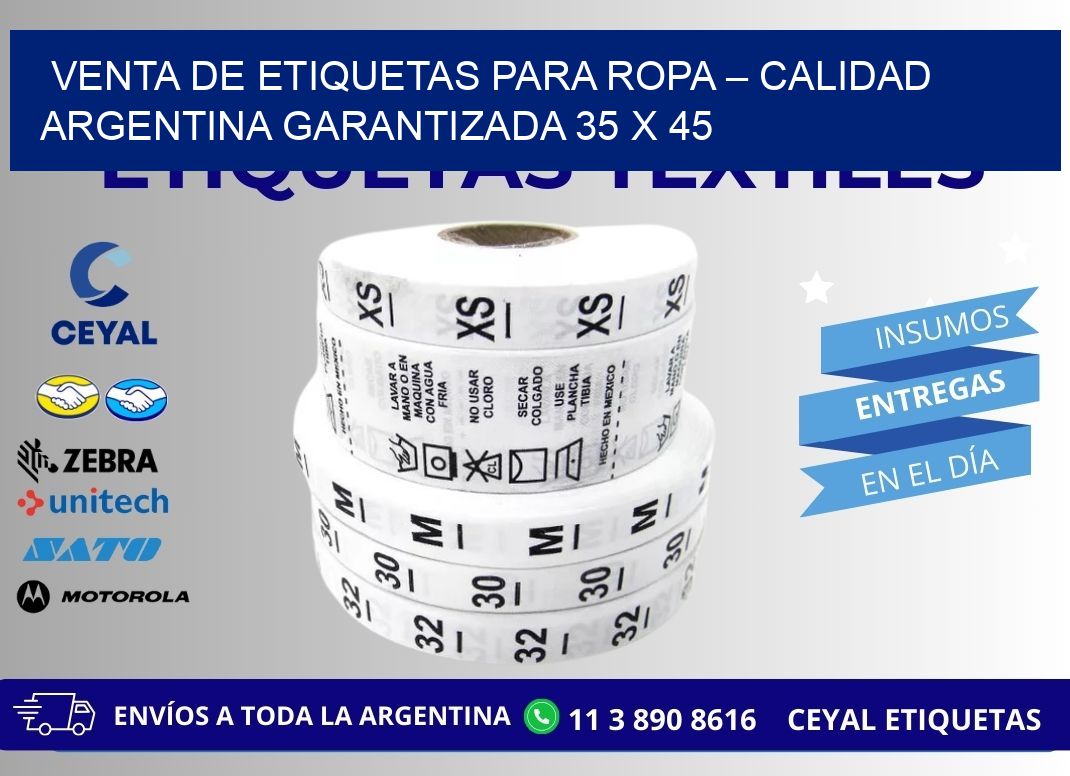 VENTA DE ETIQUETAS PARA ROPA – CALIDAD ARGENTINA GARANTIZADA 35 x 45