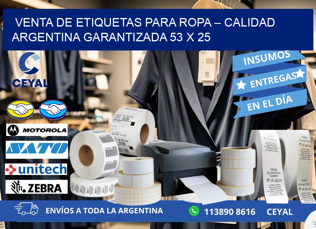 VENTA DE ETIQUETAS PARA ROPA – CALIDAD ARGENTINA GARANTIZADA 53 x 25