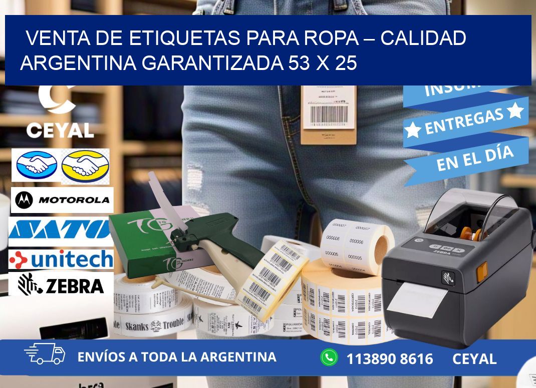 VENTA DE ETIQUETAS PARA ROPA – CALIDAD ARGENTINA GARANTIZADA 53 x 25