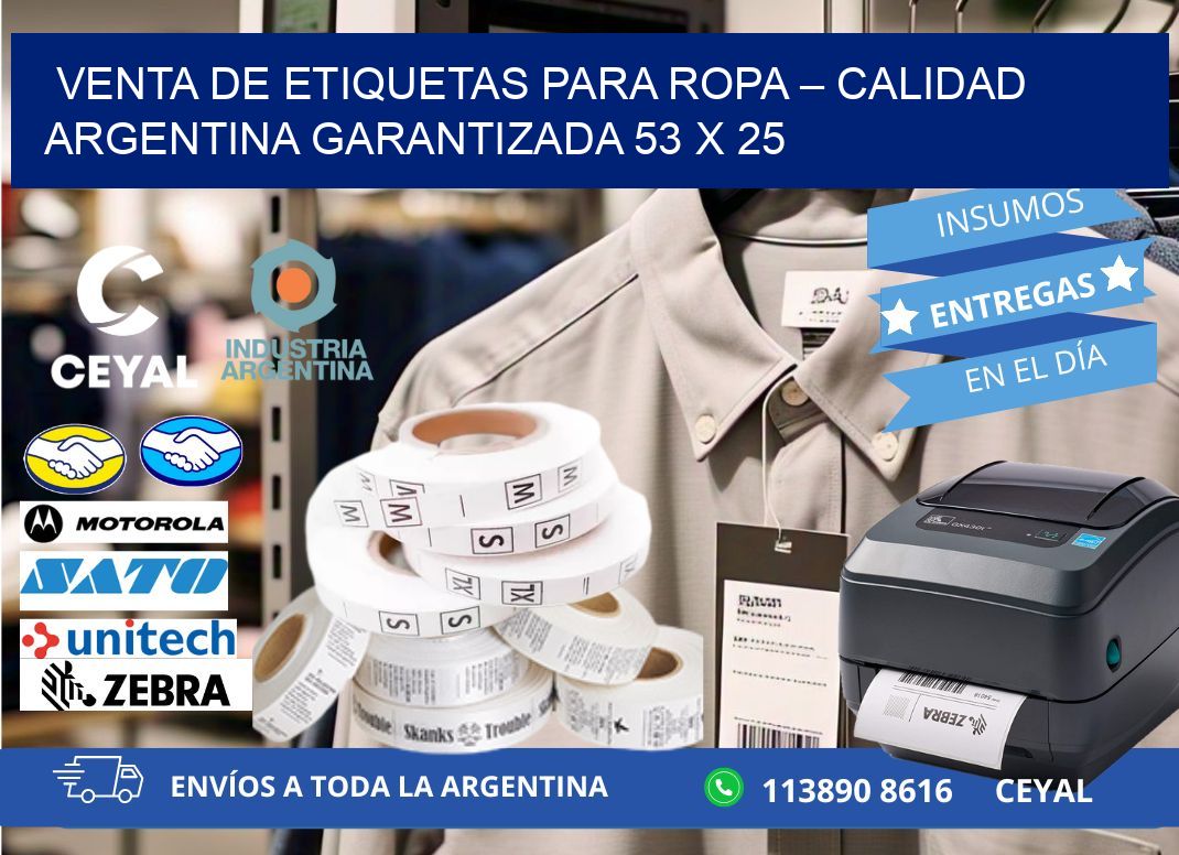 VENTA DE ETIQUETAS PARA ROPA – CALIDAD ARGENTINA GARANTIZADA 53 x 25