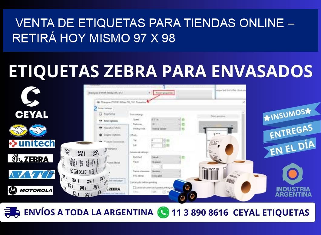 VENTA DE ETIQUETAS PARA TIENDAS ONLINE – RETIRÁ HOY MISMO 97 x 98